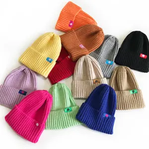 Gorro de punto divertido para Bebé y Niño, gorros coloridos de arcoíris, sombrero de invierno