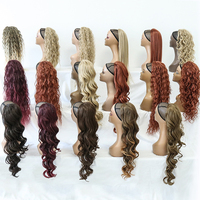 Queue de cheval synthétique Julianna en vrac, ondulée et bouclée, effet Jerry, ombrée blonde, avec cordon de serrage, extensions capillaires pour femmes