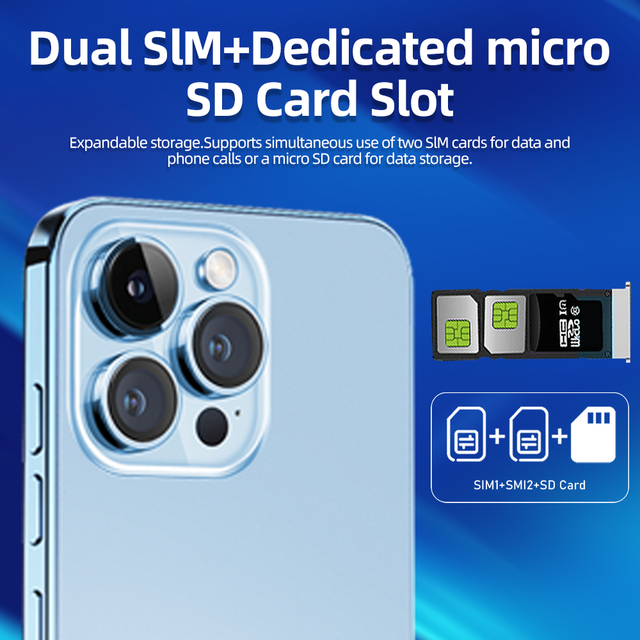 Best Selling Factory Price I16 Pro Max Android Smart Cell Phone 6.5 Inch Quad Core 1+16GB 2MP Camera 3G 4G Dual SIM English