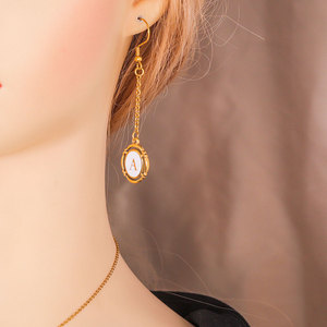 Ciondolo Ovale in Acciaio Inossidabile con Lettera <span class=keywords><strong>A</strong></span>-Z e Goccia Bianca, Accessori per Gioielli Fai-da-Te - Product Image 3
