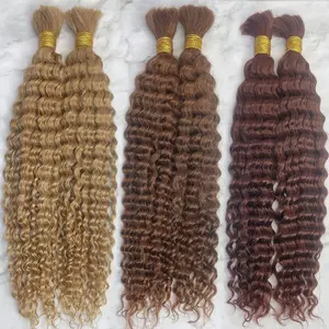 Holesale-Cabello humano virgen ondulado y rizado, cabello brasileño a granel para trenzar