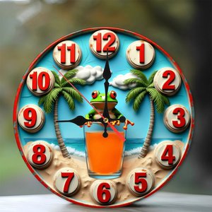 Round Wooden Wall <b>Clock</b> 25cm Diameter Natural Wood Frame Silent <b>Movement</b> Modern Simple Home Hotel Cafe Decor - Product Image 1