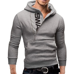 Sweat-shirt à capuche avec Logo de couleur, personnalisé, à la mode, lettre solide, décontracté, fermeture éclair latérale, pour hommes - Product Image 3