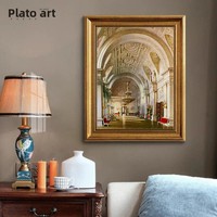 Peinture à l'huile décorative de luxe JD, style européen classique, sur toile, cadre doré rétro, pour salon, chambre, entrée, vintage nostalgique