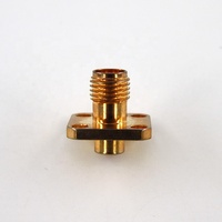 Conector Coaxial RF SMA Hembra de 4 Orificios (Latón PTFE 50ohm) para Cable Coaxial RG402 de 141" (12.7mm) con Montaje de Brida Cuadrada para Pruebas