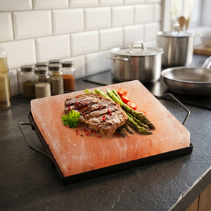 Plaque de cuisson en sel de l'Himalaya naturel raffiné, forme ronde, écologique, sculptée, pour barbecue, support de grillades, plateau, boîte – Vente en gros - Product Image 1