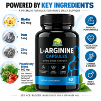 Capsules de L-Arginine à Marque Blanche, Supplément d'Acides Aminés, Soutien à l'Oxyde Nitrique, Capsules Énergisantes 3000 mg, Logo Personnalisé OEM