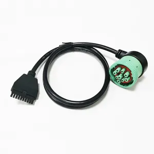 Wholesale Custom Type 2 Green J1939 9pin Male to Molex 10pin Flat Adapter Cable For Trucks