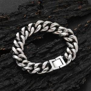 Collier et bracelet chaîne cubaine en acier inoxydable et titane pour hommes, style hip-hop, vente en gros - Product Image 5