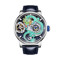 Montre automatique HANBORO 3D Rose Gold Dragon Skeleton pour homme, luxe, verre cristal ciel étoilé, acier inoxydable, cuir premium