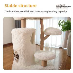 Moderner Kratzbaum aus Massivholz, Platzsparender Turm mit Mehreren Ebenen, Integrierter Kletterrahmen mit Sprungplattformen und Sisal-Kratzstamm für Zuhause - Product Image 5