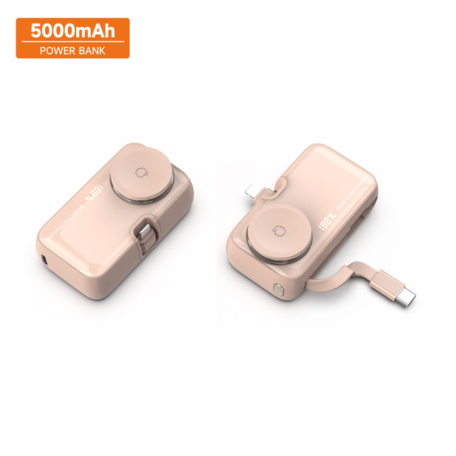 Vina 5000mAh Portable Power Bank 20W Fast Charging Dual Connectors for iPhone Magnetic Wireless Charging for Apple Watch