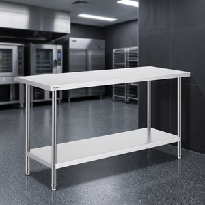 Stainless Steel <b>Prep</b> <b>Table</b> Adjustable Height Polished Finish Commercial <b>Kitchen</b> Workstation - Product Image 1