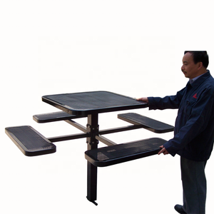 आउटडोर वाणिज्यिक आधुनिक दौर धातु उच्च पेस्टल पिकनिक टेबल प्लेग्राउंड पैटियो सर्कल स्टील डाइनिंग टेबल - Product Image 4