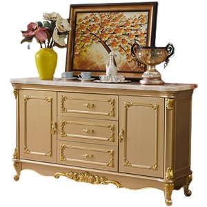 <span class=keywords><strong>Aparador</strong></span> de Madera Maciza con Tapa de Mármol Estilo Europeo, Mueble para el Hogar, 12 <span class=keywords><strong>Metros</strong></span> de Almacenamiento, para Sala de Estar, Entrada, Pasillo, Modelo de Color Oscuro - Product Image 2