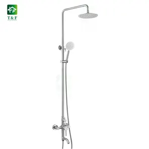 Rozin-robinet de bain mural en acier inoxydable SUS304, ensemble de douche de pluie avec cascade brossé