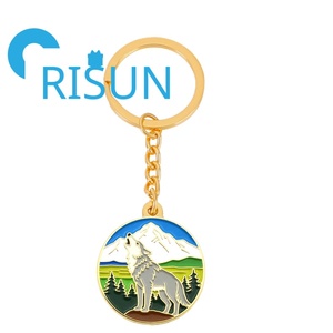 <span class=keywords><strong>Porte</strong></span>-clés en métal 3D Tête de Loup, Personnalisé, Émail Souple et Dur, Animal Sauvage des Montagnes, Loup Gris Hurlant, Vente en Gros - Product Image 3