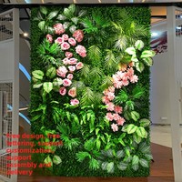 Mur végétal artificiel en plastique Greenway pour intérieur, fausse pelouse publicitaire, fausse fausse herbe, fleurs écologiques
