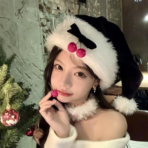 Cerise vin chaud noël atmosphère originale noeud papillon mignon chapeau rouge adulte décoration Photo accessoires acier inoxydable - Product Image 3