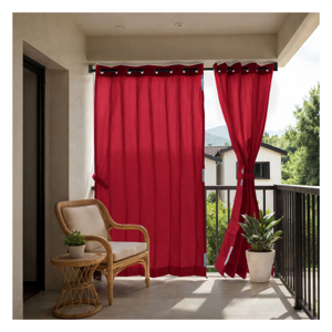 Rideaux d'extérieur Redwood Eyelet 325 GSM avec tissu résistant aux intempéries pour une intimité optimale et un balcon élégant - Product Image 1