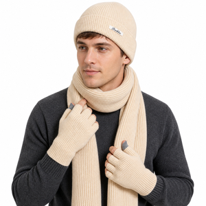 Set Invernale 3 Pezzi: Cappello Lavorato a Maglia con Paraorecchie, <span class=keywords><strong>Sciarpa</strong></span> e <span class=keywords><strong>Guanti</strong></span>, Outfit Termico Versatile per Uomo e <span class=keywords><strong>Donna</strong></span>, Uso Quotidiano e All'aperto - Product Image 5