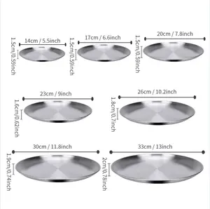 14cm 17cm 20cm 23cm 26cm 30cm Dinnerware Set Stainless Steel 304 Dinner Plates Dishes Round Serving Tray