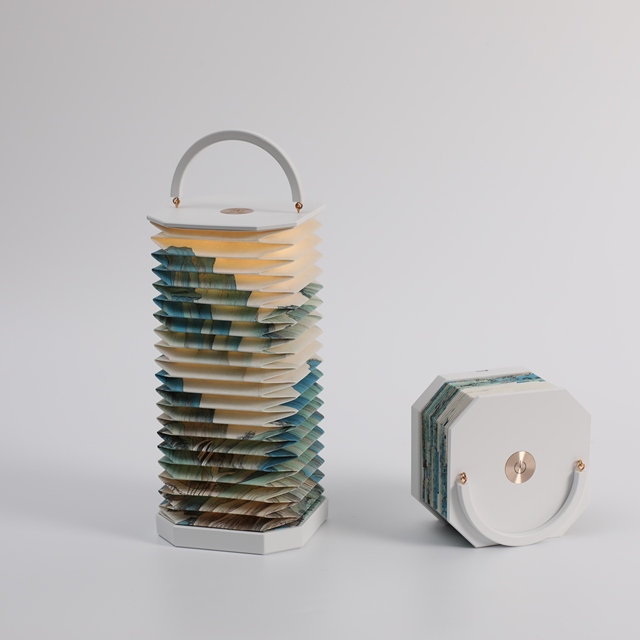 New Product Ideas Business Handcrafted Indoor Fancy Lights for Home Decoration Rechargeable Folding Paper Vertical Organ Lamp