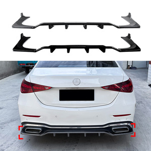Mercedes-Benz C-Class W206 Rear Lip Carbon Fiber Texture ABS Piano Black 2022+ Rear Diffuser - Product Image 1