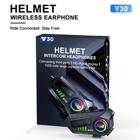 Y30 Casque Moto Bluetooth sans Fil Léger et Étanche avec Microphone et Lampe de Poche LED
