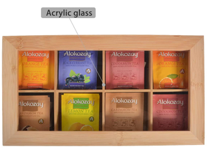 Tea Wood Organizer Box High Quality Natural 8 Tea Chest Compartments Wood Tea Holder Storage Organizer Box With Drawer