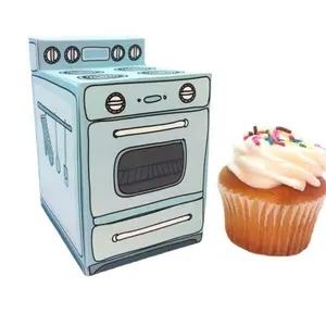 गुलाबी टकसाल ओवन कप केक बक्से रेट्रो विंटेज हल्के स्टोव कप केक पैकेजिंग बॉक्स खाद्य पैकिंग केक पैकेज बॉक्स