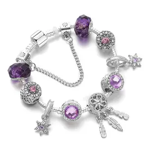 Pendentif flocon de neige de haute qualité Bracelet en alliage violet bricolage chaîne attrape-rêves Bracelets perlés