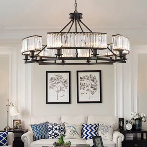 American Retro Style Crystal <b>Chandeliers</b> Living Room Bedroom Ceiling Industrial Metal <b>Pendant</b> <b>Light</b> - Product Image 2