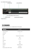 Console de mixage audio numérique professionnelle MIX-24U 24 canaux avec écran tactile USB Bluetooth pour scène live