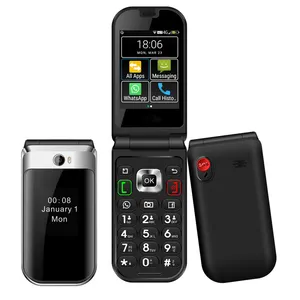 Téléphone portable 4G à clavier flip avec système Android Téléphone intelligent 2.8 pouces à écran tactile SOS Dual SIM WIFI whatsap
