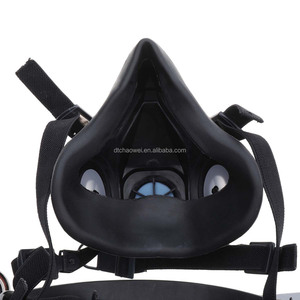 Perlindungan PPE masker <span class=keywords><strong>gas</strong></span> setengah wajah dapat digunakan kembali warna hitam untuk bertahan hidup nuklir dan kimia