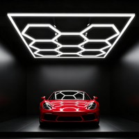 Plafonnier LED hexagonal alvéolé pour garage et atelier, IP54, 6500K, avec couvercle en PC modulaire, étanche, économe en énergie, pour detailing automobile et zone de travail automobile