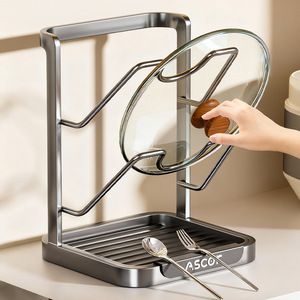 Multi Functional Kitchen Pot Lid Rack Carbon Steel Countertop Storage Organizer With Cutting Board Holder - Product Image 2