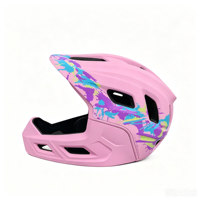 Casques de vélo intégraux pour enfants, certifiés CE CPSC, avec double coque en PC, mousse EPS, mentonnière détachable et motif dessin animé, vente en gros