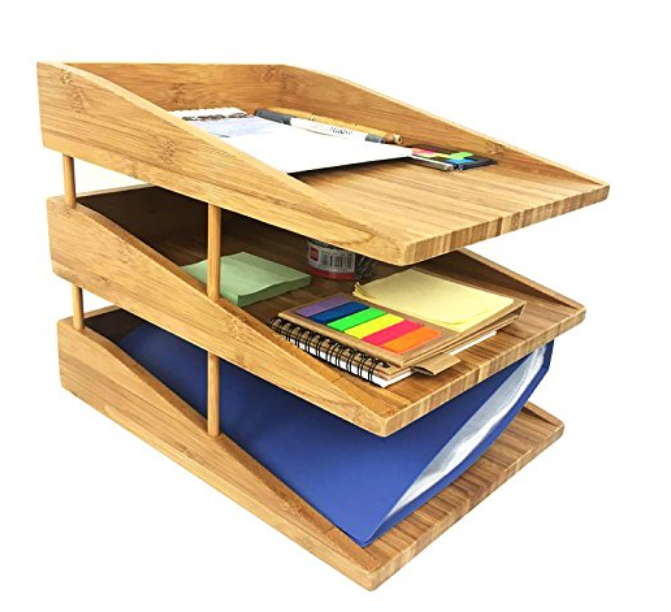 Офисный Органайзер Рабочий стол из бамбука 3 яруса стол шкафчики для хранения документов Органайзер стеллаж для выставки товаров