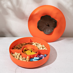 Modern Persimmon Fruit Box Round Snack Plate With Lid For Coffee Table Home Use Candy Nut Storage Organizer - Product Image 4