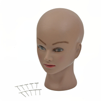 Tête de mannequin chauve faisant une perruque tête de poupée de cosmétologie professionnelle pour la fabrication de perruque affichant des cheveux de lunettes avec des épingles en T