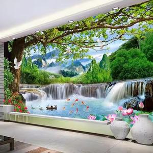 Mural de pared impermeable moderno papel pintado floral vintage impreso en <span class=keywords><strong>3D</strong></span> personalizado para dormitorios de hotel comercial para Centro Comercial Hospital - Product Image 5