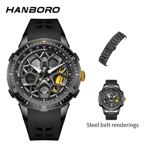 Nouvelle Arrivée Montre Mécanique Homme HANBORO en Acier Inoxydable 46mm Lumineuse avec Aiguilles en Silicone Étanche Verre <span class=keywords><strong>Saphir</strong></span> Tendance - Product Image 4
