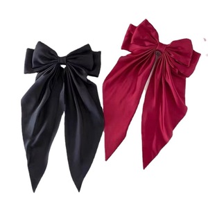 Women's <strong>Large</strong> Pink &amp; White Satin Hair <strong>Bows</strong> with Alligator Clips-Casual <strong>Gift</strong> - Product Image 1