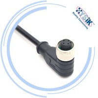 Conector M12 en Ángulo de 90 Grados Macho-Hembra, Código A, Optimizado para Ahorrar Espacio, Roscado, para Cable Codificador, Calibres 22, 24 y 26 AWG