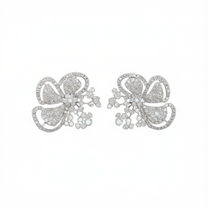 Orecchini E3538 in Oro Bianco con Diamanti Taglio Brillante Rotondo, Gioielli di Lusso da Donna per Matrimonio, Colore D Naturale, Gioielleria Fine - Product Image 1