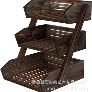 Wooden Multi Layer Storage Rack Trapezoid Shape <b>Standing</b> Type For Kitchen Food Snack <b>Vegetable</b> Fruit Organizer - Product Image 5