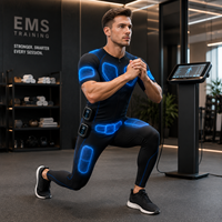 Ensemble de yoga EMS sans fil intelligent pour hommes, 7 zones, double contrôleur, pulvérisation d'eau, combinaison d'entraînement par impulsions, tenue de sport, application