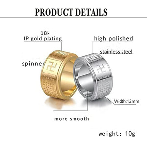 Accessori esplosivi con stella Cross border anello gioielli in acciaio al titanio può ruotare dito uomo in stile vintage in acciaio inossidabile - Product Image 2